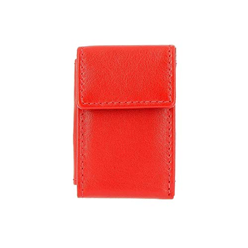 Preisvergleich Produktbild Mini-Herrenbrieftasche aus echtem Nappaleder, mit Münzfach und Geldscheinfach, klein, für Jackentaschen, von DV Rot