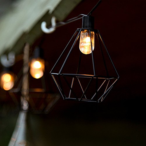 solarbetriebene Außen Design Metall Lichterkette, schwarz, mit LEDs in warmweiß, 2,7m, von Festive Lights - 3