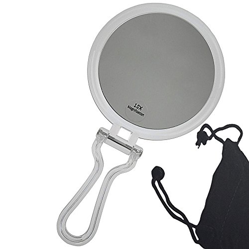 Kosmetex Reise Stand- und Handspiegel mit 10-fach Vergrößerung, Acryl, 2 Spiegelflächen, Kosmetik-Spiegel - 4