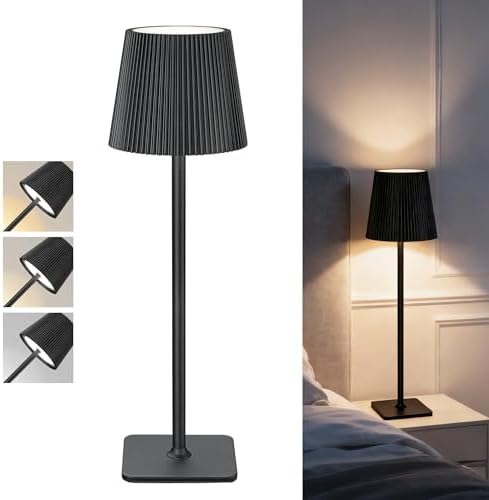 LuminexDesigns Lampada da Tavolo LED Senza Fili con Controllo Touch – Lampada Ricaricabile da 5200mAh Dimmerabile, IP54 Resistente all’Acqua – Perfetta per Interni ed Esterni, Nero