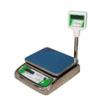 ACTIVA 30 kg Capacity, Stainless Steel Digital Table Top Weighing Scale machines with Piece Counting & Litre Conversion Features for Retail Shops with Pole Display (240x300mm wide Platform)