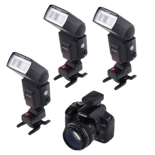 Neewer 4 Canaux FM Radio D  clencheur    Distance Sans Fil Pour Flash pour Canon 580EX II 580EX 550EX 540EZ 520EZ 430EX 430EZ 420EX 420EZ 380EX  Nikon SB-800 SB-600 SB-28 SB-27 SB-26 SB-25 SB-24  Olympus FL-50 FL36  Pentax AF-540 FGZ AF-360 FGZ AF-400 FT AF-240 FT  Sigma EF-500 DG Super EF-500 DG ST EF-430  Sunpak Auto 2000DZ 622 Pro 433AF 433D 383 355AFm 344D 333D  Vivitar 285HV et d   Autre Flash avec Sabot Universel  1   metteur   3 R  cepteur 