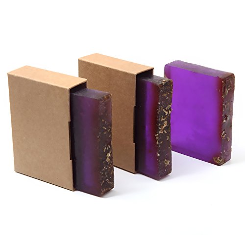 Natural Handmade Lavender Soap Set - KingOfHearts™ Luxury Soaps 3 Bars Pack with 100% Pure Organic Ingredients, Work for Bath, Shower, Facial Cleaning, Hand Washing, Come with Foaming Pouch - 100 g/Bar
