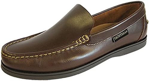 New Mens Yachtsman Boat Deck Leather Slip On Shoes Size UK 7 - 12, (Brown, UK 12)