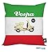 Produktbild L&S PRINTS FOAM DESIGNS Vintage italienische Flagge Vespa Scooter Design Kissen 45,7 x 45,7 cm tolle Geschenkidee hergestellt in Yorkshire