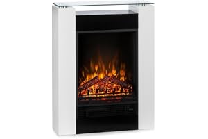 Klarstein Elektrisk brasa, Elvärmare för vardagsrum & inomhus, Elektrisk kamin med LED-lågor, Fristående kamin, Värmefläkt med timer, Justerbar termostat, Värmare 1800 W