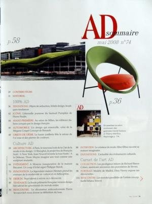 AD ARCHITECTURAL DIGEST N? 74 du 01-05-2008 FRENCH STYLE - LES JEUNES QUI MONTENT - LEES STARS QUI S'EXPORTENT DECO - DE PARIS A L.A. - L'ELEGANCE A LA FRANCAISE - 60 PAGES DE REPORTAGES STARK ET BACCARAT - COUP D'ETAT A MOSCOU LES NOUVEAUX MEUBLES DE JARDIN ALBERT ELBAZ MODEL DE MAILLOT DINA VIERN
