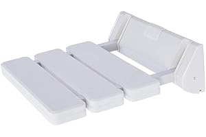 RMAN® Sedile Doccia di Carico 130kg Sgabello Doccia Plastica Sgabello Bagno Pieghevole Sedia Doccia per Anziani Sedile da Muro, Bianco