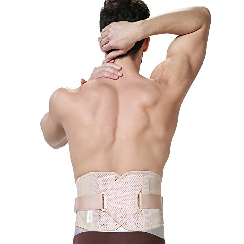 Faja de espalda para hombres - ULTRA LIGERA - Apoyo lumbar/postura - Tejido transpirable para el ejercicio - Compresión adaptable para el alivio del dolor lumbar - Marca Neotech Care (Beige, XL)