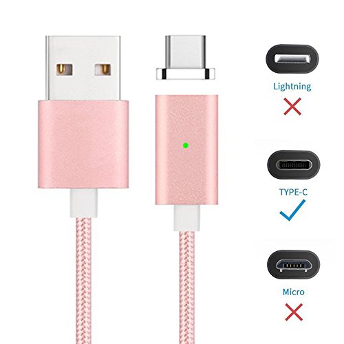 [Die neue Version]Magnet USB C Kabel auf USB 3.0 A- Lebenslange Garantieserie -TUOYA Magnetisches USB-C Ladekabel- Fast Charging-Magnetisches Type C Ladekabel Kabel – Type C Datenkabel Hochwertig mit LED Statusanzeige für Android Smartphones OnePlus 3 Huawai Mate Honor Google Pixel Nexus HTC Xperia Samsung Galaxy Type-C-Geräten (1*Pack Pink) - 3
