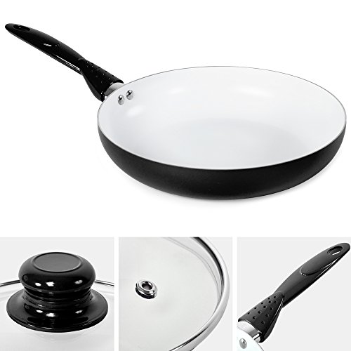 TecTake 8 teiliges Keramik Kochtopf Set mit Glasdeckel -diverse Farben- (Schwarz) - 7