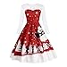 Produktbild ODRD Clearance SaleS-2XL Weihnachten Kleider Damen Kleid Xmas Print Lange Ärmel Vintage Santa Retro Petticoat Ballkleid Festliche Elegant Cocktailkleid Spitze Schädel Lace Abend Swing Dress Party