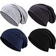 4 Pieces Thin Knit Slouchy Skull Beanies Cap Hat Unisex Hip-Hop Sleep Cap Dwarf Hat Under Helmet Ridding Winter Caps Hicking Camping Running Yoga Gym
