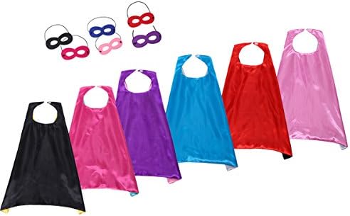 Super Hero Capes Children Costumes Party Favors Dress up Set of 6 - 6 Satin Capes and 6 Felt Masks