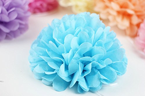 SUNBEAUTY Blaue Serie Blau Papier Dekoration PomPom Wabenbälle Girlande Babyparty Dekor Serie (Blau) - 3