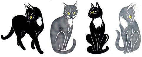 20 Wall/Tile/Furniture Stickers Cutouts - Cat B&W/Grey Design, For Any Room ~3.5"