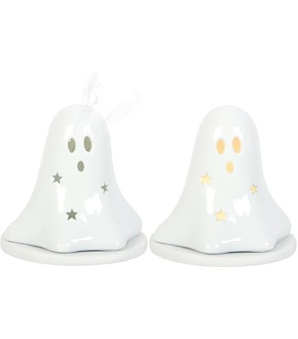 Photophore Fantôme En Céramique Avec Citrouille - Décoration