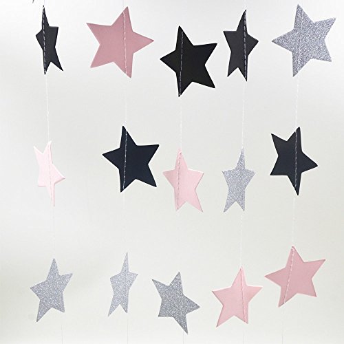 Skylove Papierdeko Seidenpapier-Blumen und Papier-Laternen Party-Dekoration, 6 Stück Pink,Black,White - 3