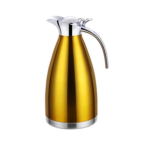 DONGY Bouilloire lectrique isole/Coffre-fort et  l'preuve des fuites/Pot en acier inoxydable  double paroi (Couleur : Le jaune, taille : 1.5L)