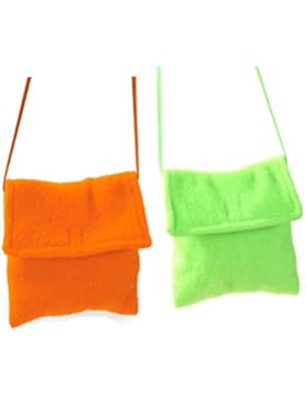 Plüschtasche in zwei Farben erhältlich, Neon-Grün oder Neon-Orange, Accessoire, Ideal für unterwegs, Umhängetasche...