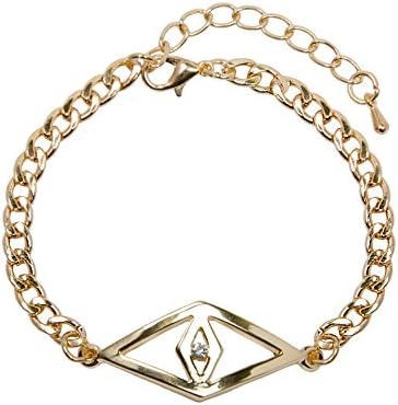 Gold Evil Eye Bracelet with Small Clear Crystal Rhinestone Detail