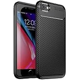 Elfia Apple iPhone SE 2020 ile Uyumlu Kılıf Silikon Karbon İnce Esnek Lens Korumalı Tarz Mat Parmak İzi Bırakmayan Kapak Negr