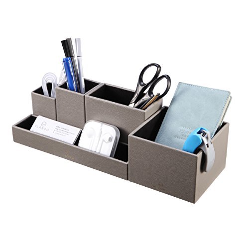 VPACK 5  huecos de piel sint  tica multifuncional DIY Oficina Organizador de escritorio  escritorio papeler  a caja de almacenaje  tarjetas pluma l  piz tel  fono m  vil Control Remoto Titular  varios colores
