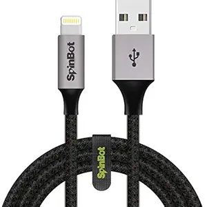 SpinBot ChargeUp Dual Braided 3A Fast Charge and Sync, Charging Cable for iPhone and iPad-4.92 Feet(1.5m) Long (Black)