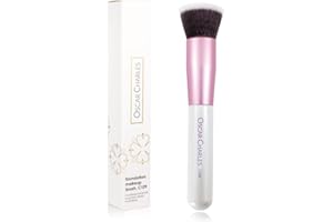 Oscar Charles Foundation Brush C129, Flat Top foundation brush for liquid Makeup Brush Pink/White