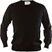 Produktbild Mens Merino Wool Sweater V-Neck Jumper Plain Black Medium