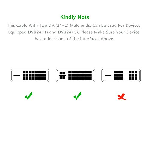 DVI Kabel Ugreen 1m DVI auf DVI 24+1 Kabel Dual Link HDTV 2560×1600 Auslösung mit 2 Ferritkern, verzinnte OFC Kupferleiter und Vergoldete Konverter für PC und Projektoren - 7