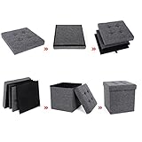 Songmics Sitzhocker Sitzwürfel Hocker Aufbewahrungsbox faltbar leinen dunkelgrau 38 x 38 x 38 cm LSF27Z - 7