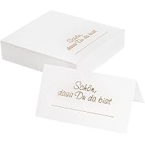 50 Cartes De Table Pliables 'Schön Dass Du Da Bist' - Marque-places Pour Mariage, Anniversaire, Baptême (8.5x11 Cm) - 12