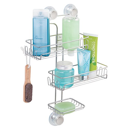 InterDesign 27075EU Turn-N-Lock 3-stufiger Dusch-Caddy Organizer mit Saugnapf für Shampoo/Conditioner/Seife, silber - 5