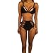 Produktbild Hot! Badeanzug Damen Yesmile Valentinstag Geschenk High Taille Bandage Bikini Set Push Up Gepolsterten BH Badeanzug Badebekleidung Hohl mit Elastischen Bandage Bikini Halfter Nylon BH Feste Badeanzug Mode Draht Frei Dreieck Zwei Stück Beachclothes Elegant Junges Mädchen Strand Bademode (M, Schwarz)