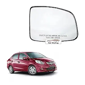 Car Styling - Right Side View Mirror Glass for Amaze 2013-2017 Model Type 3 Pack of 01 Pcs.