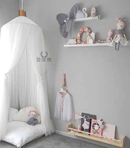 Princess bed canopy,Decorative gauze bed netting curtain esidential floor-standing european-style blackout mosquito net-White
