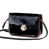 HhGold Seiko Nähgarn Schultergurt Verstärkung Candy Farbe Öl Haut Kleine Quadratische Tasche frisch und schön glänzend Einzelne Schulter Messenger Bag (Farbe : Schwarz)