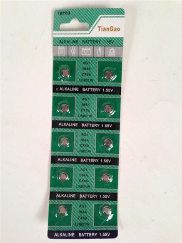 Preisvergleich Produktbild Batterie Knopfzelle 10er set AG1, 364A, CX60, LR621W, BC