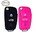 Produktbild 2 Stück Schlüsselhülle Audi, E-Unicorn Autoschlüssel Schlüssel Hülle Silikon Tasche Audi A3 S3 A4 S4 RS4 A6 S6 RS6 Q7 TT TTS R8 Schutzhülle Klappschlüssel Etui Schale Car Key Fernbedienung Blende Klappschlüssel - Schwarz Rosa