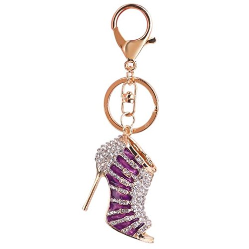 Preisvergleich Produktbild buyhere Haustierhalsband mit 1 Strass High Heel Anhänger Charm Schlüsselanhänger mit Hummer clasp-purple, metall, violett