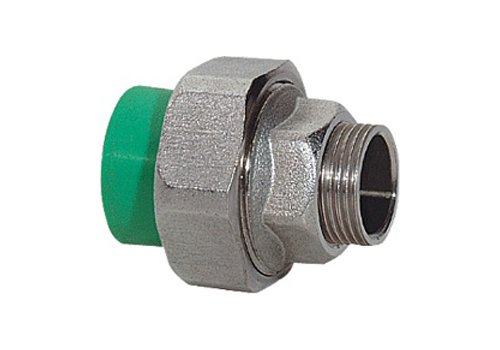 Aqua-Plus - PPR Rohr Kupplung AG Messing d = 20 mm x DN 15 (1/2"), grün