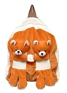 Sana Kids Decor School Bag Soft Plush Backpack Cartoon Toy Gifts Boy/ Girl/Baby/ Kids (Twins Bear)