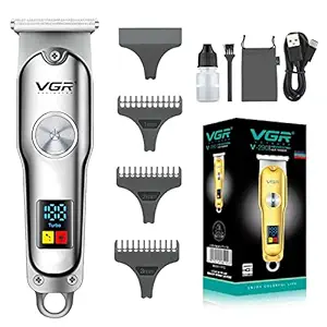 VGR V-290 Professional Hair Clipper with LED Display Runtime: 120 min Trimmer for Men (Silver)