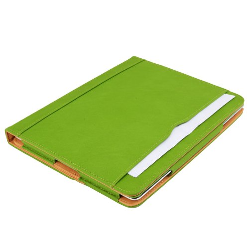 Madcase Apple iPad 4 / 3 / 2 Smart Case Etui Faux Ledertasche Hülle mit Auto Schalf und Wach Sleep-Funktion inkl. Displayschutzfolie und Stylus Touch stift – Grün / Beige - 6