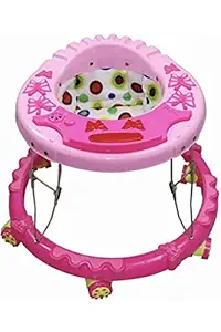 Dbolt Round Ultra Soft Seat Cycle Baby Walker with Musical Toy Bar Rattles and Activity Toys [Multi] [Butterfly] (Pink)
