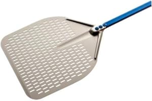Gi.Metal Pala per Pizza Professionale extra leggera (Peso 0.7 Kg), Manico lungo 150 cm, Testa realizzata in Alluminio anodizzato neutro - Linea Azzurra A-32RF