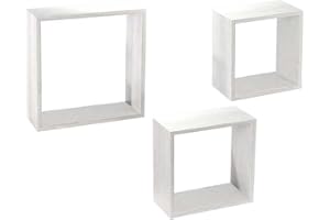 MAURY'S IL NUMERO UNO DEL RISPARMIO Maury's Pensili Mensole Quadrati in Legno: Set da Parete in Tre Misure Differenti, Con Elegante Finitura Semplice. Aggiungi Stile e Funzionalità alla tua Casa (BIANCO EFFETTO LEGNO)