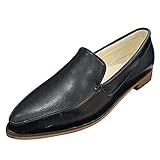  Mocasines Mujer Piel Oxford Derby Planos Tacón Ancho 2.5 CM Loafers Comodos Moda Zapatos De Barco Verano Negro 38