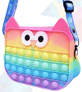 Toyshine Owl Shape Shoulder Pop it Popit Purse Bag Fidget Toys for Girls, Sensory Silicone Fidget Gifts for Kids Girls Women
